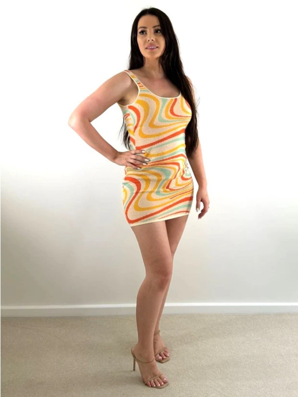 Noisy May Retro Knit Dress Swirl - Medium